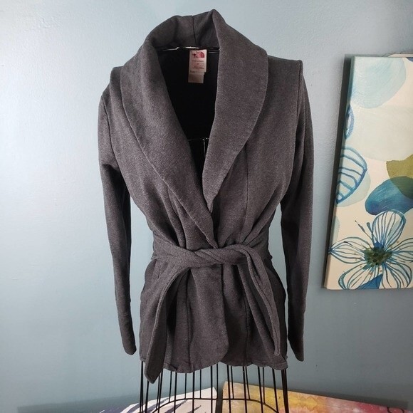 The North face women's cotton gray/grey wrap jacket size Small S/P - Picture 6 of 8